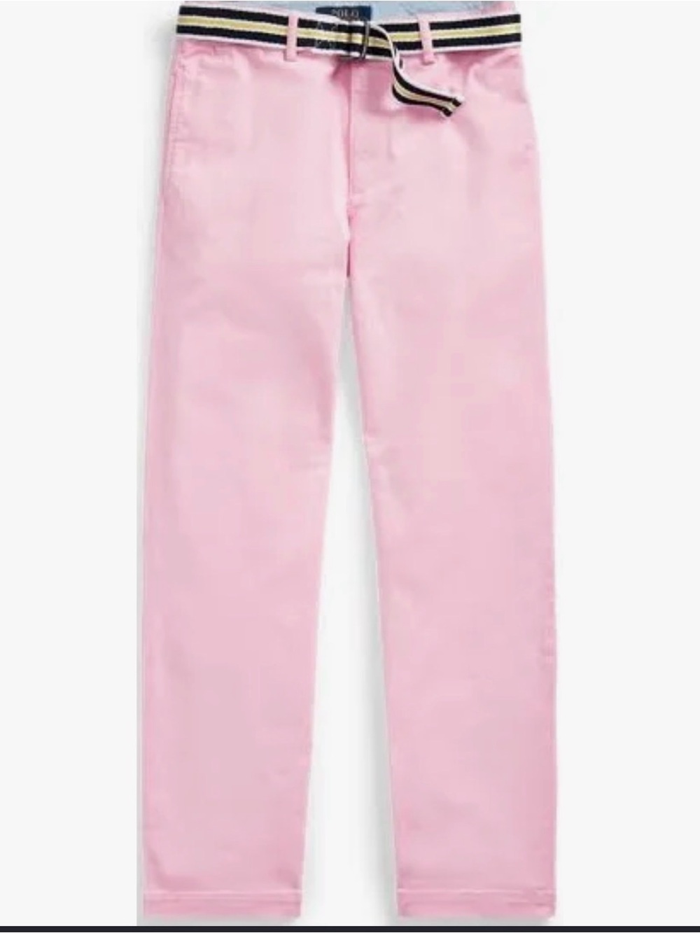 Kids Pink Straight-Leg Chinos with Striped Belt